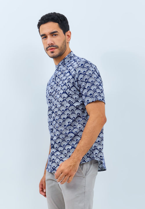 PEACOCK Navy Man Batik Shirt