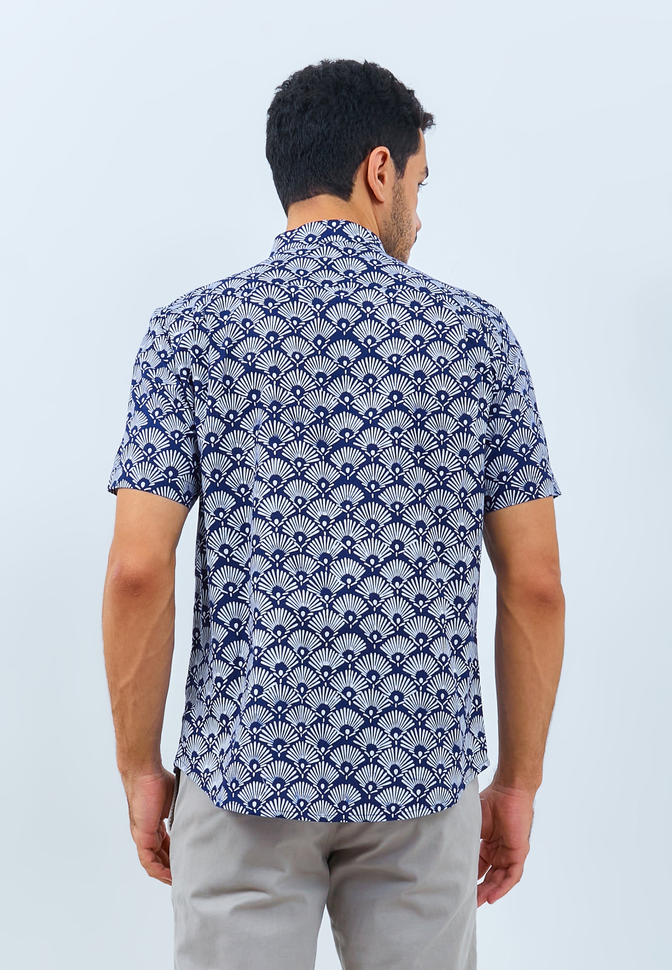 PEACOCK Navy Man Batik Shirt
