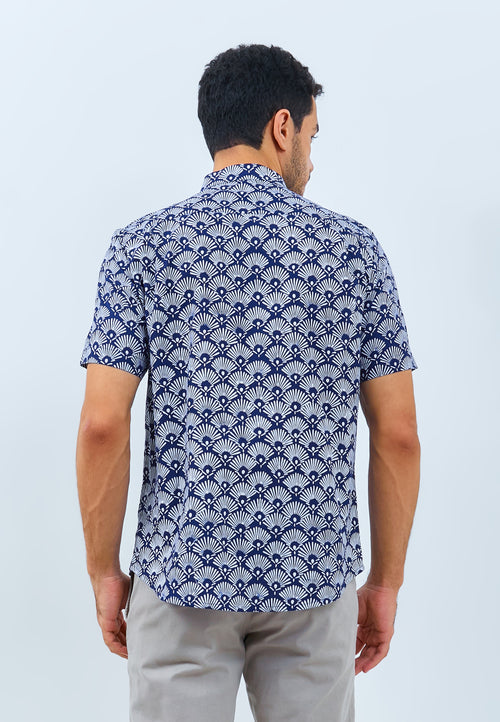 PEACOCK Navy Man Batik Shirt