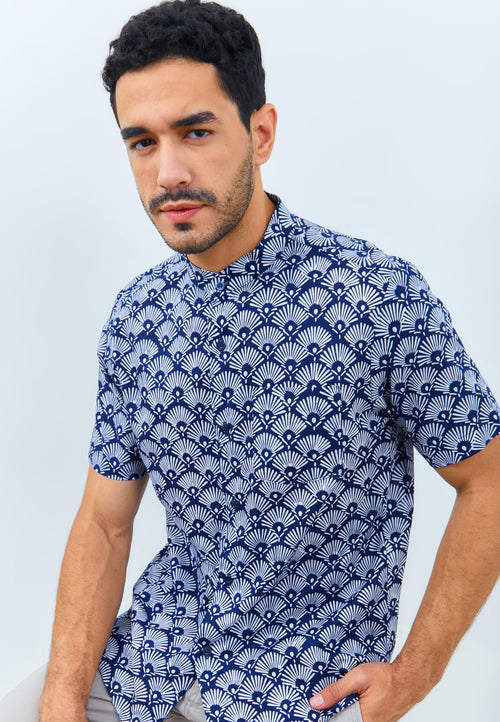 PEACOCK Navy Man Batik Shirt