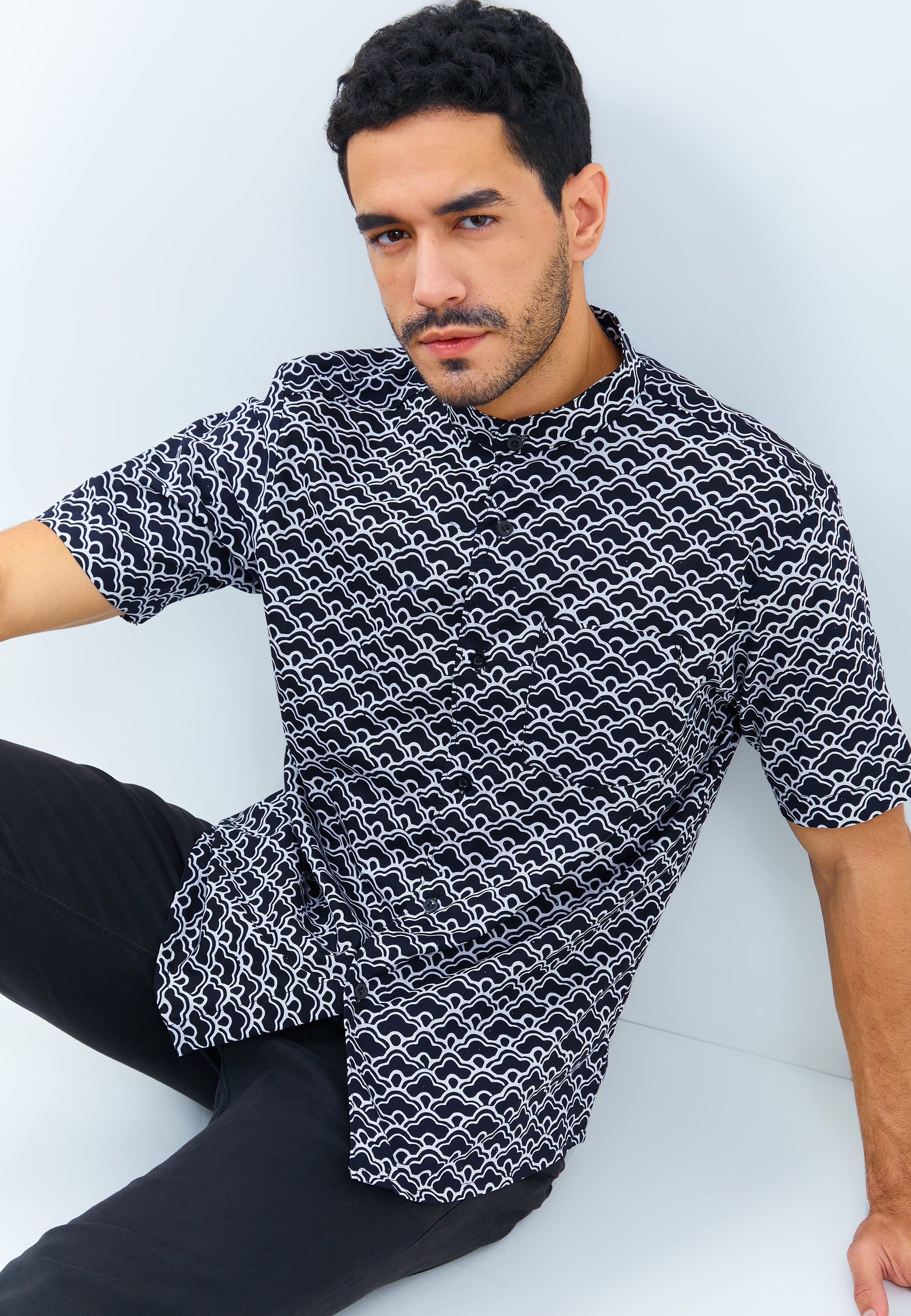 CLOUD Black Man Batik Shirt