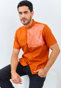 3D Tenun Orange Man Shirt