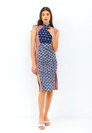 PEACOCK Navy Batik Illusion Dress