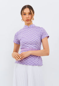 CLOUD Lilac Batik Sleeve Cheongsam Top