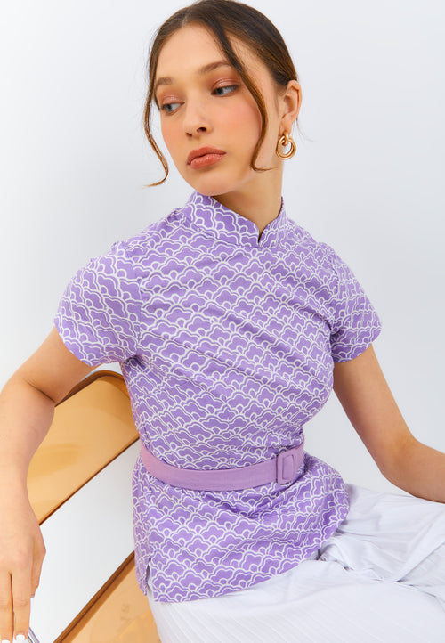 CLOUD Lilac Batik Sleeve Cheongsam Top