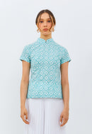 STARS Mint Batik Sleeve Cheongsam Top