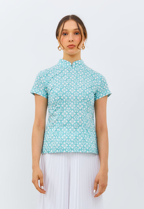 STARS Mint Batik Sleeve Cheongsam Top