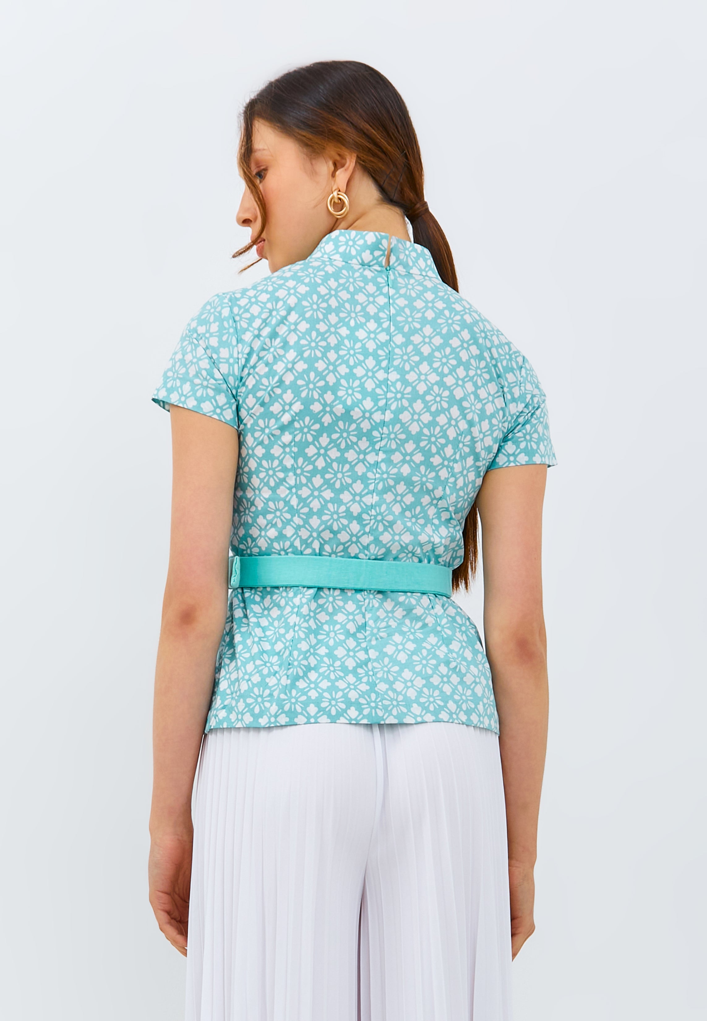 STARS Mint Batik Sleeve Cheongsam Top