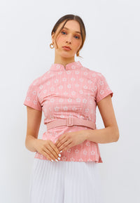FLOWER Blush Batik Sleeve Cheongsam Top