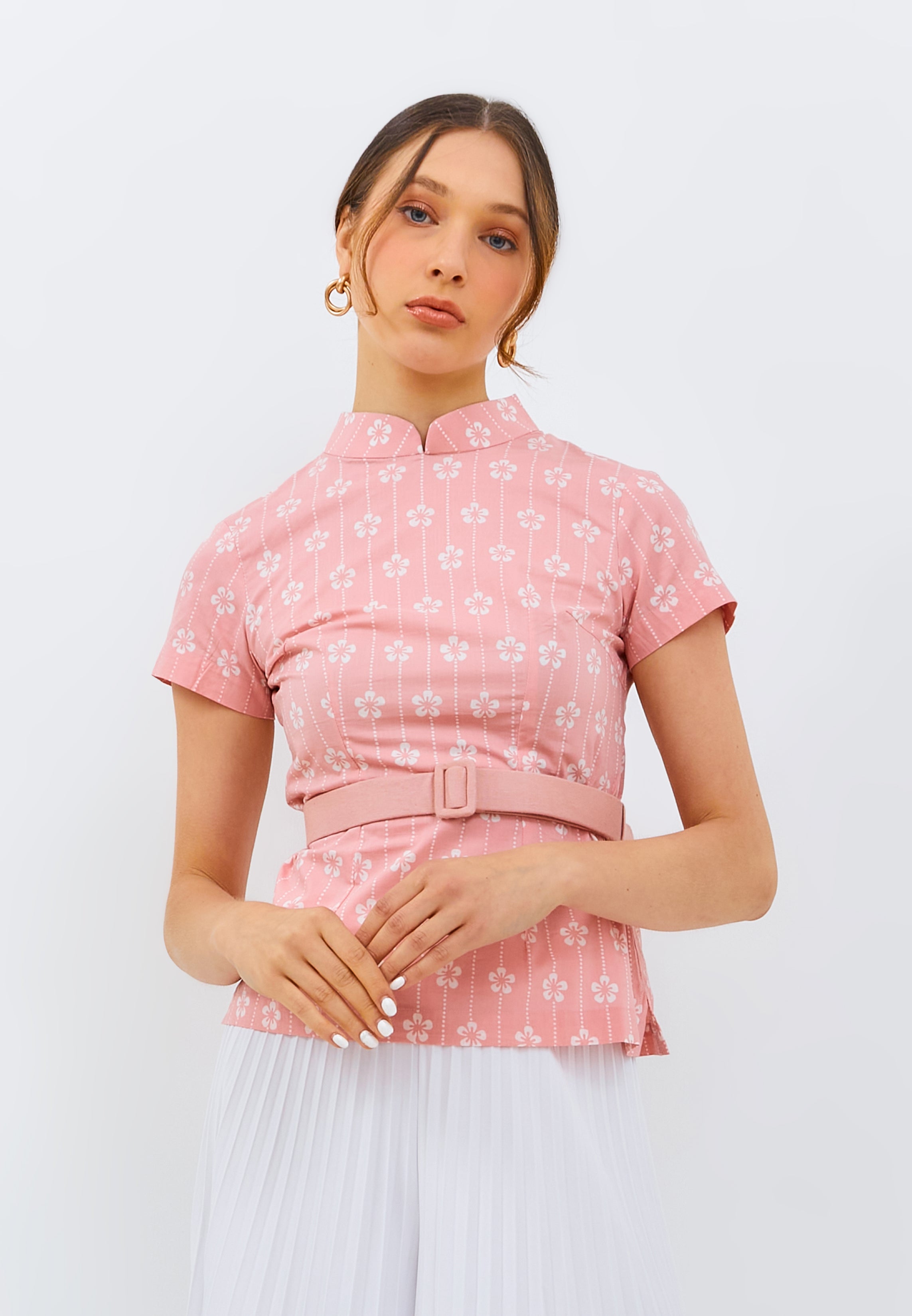 FLOWER Blush Batik Sleeve Cheongsam Top