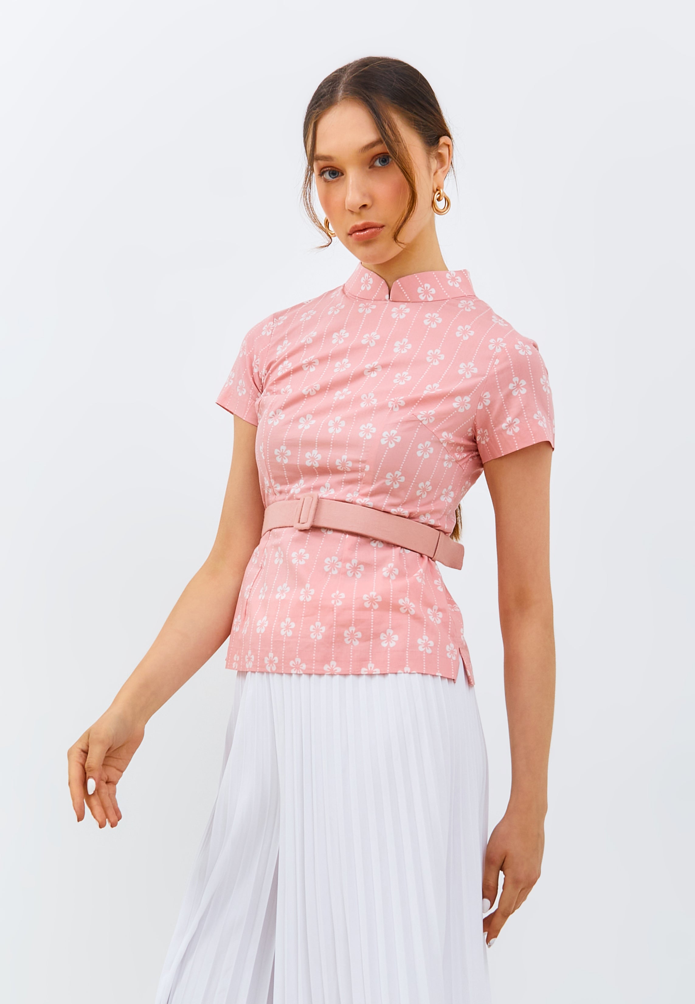 FLOWER Blush Batik Sleeve Cheongsam Top