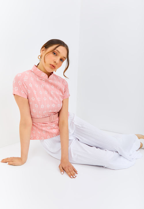 FLOWER Blush Batik Sleeve Cheongsam Top