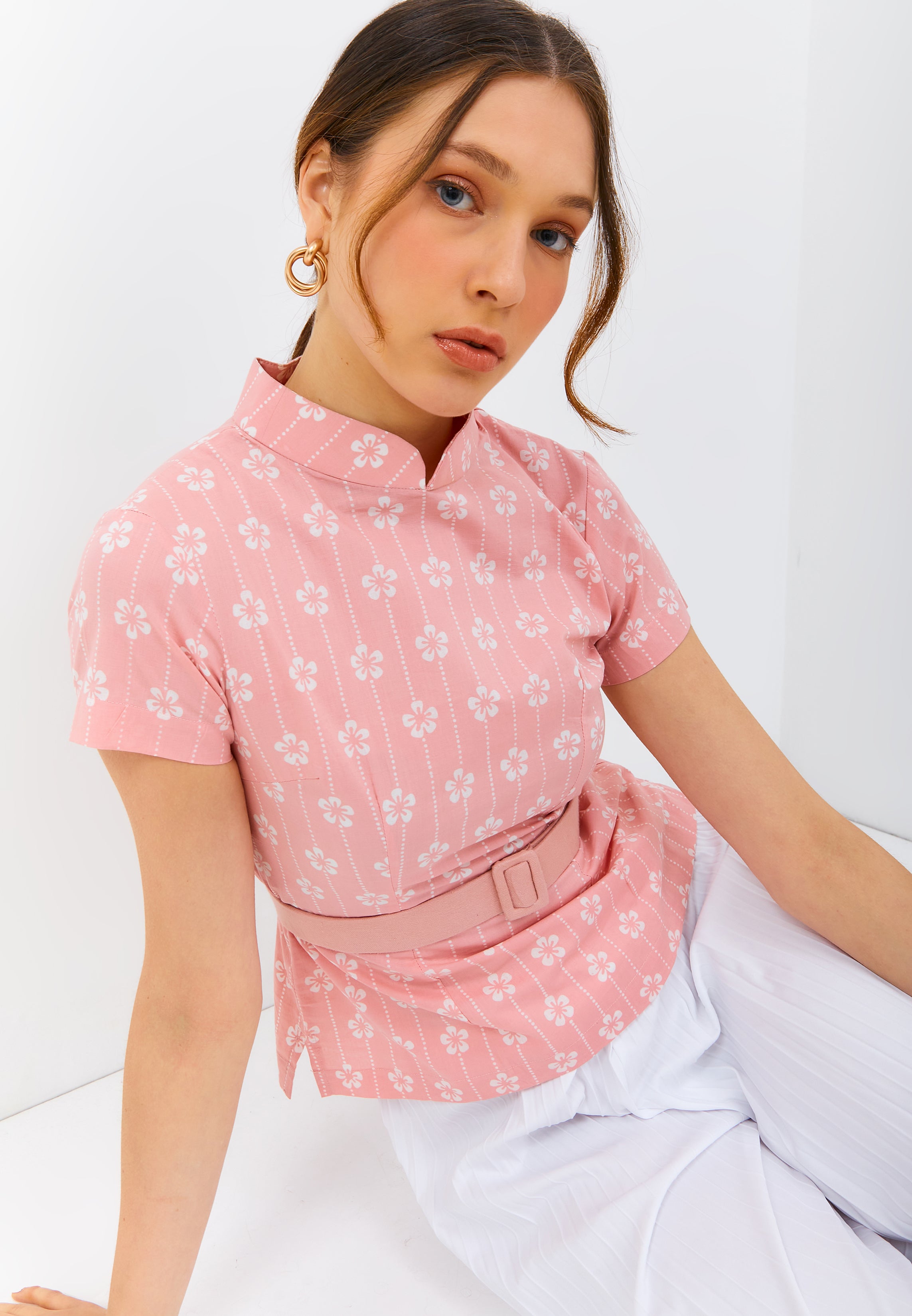 FLOWER Blush Batik Sleeve Cheongsam Top
