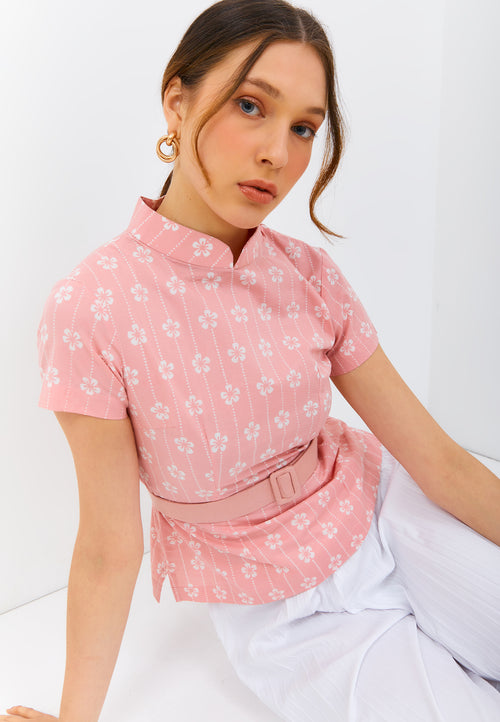 FLOWER Blush Batik Sleeve Cheongsam Top