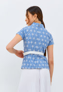 FLOWER Light Blue Batik Sleeve Cheongsam Top