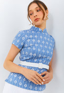 FLOWER Light Blue Batik Sleeve Cheongsam Top