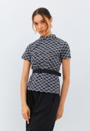 CLOUD Black Batik Sleeve Cheongsam Top