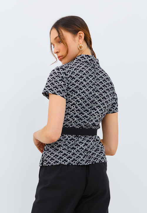 CLOUD Black Batik Sleeve Cheongsam Top