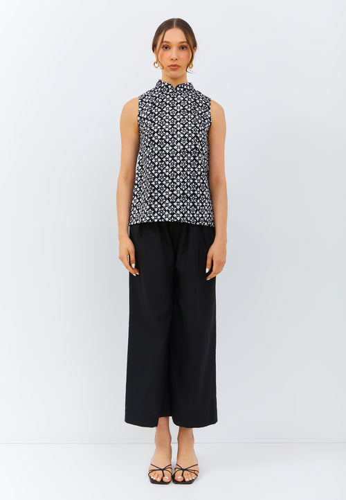 STARS Black Batik Cheongsam Top