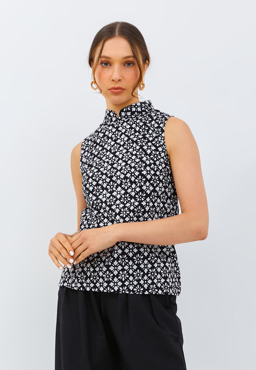 STARS Black Batik Cheongsam Top
