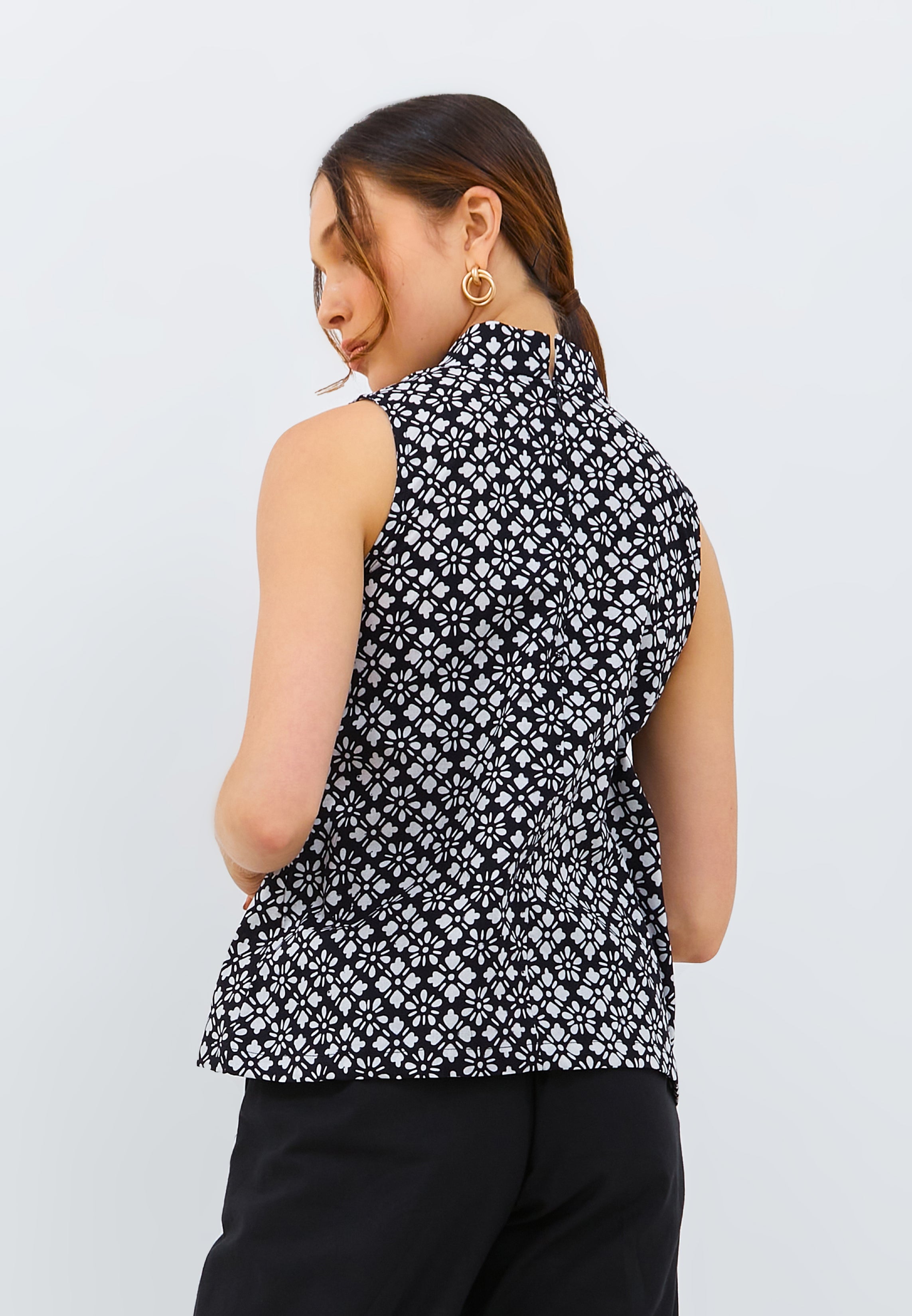 STARS Black Batik Cheongsam Top