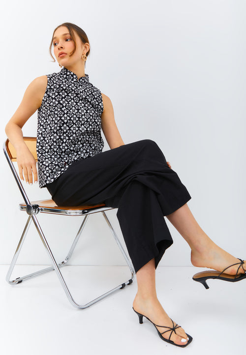 STARS Black Batik Cheongsam Top