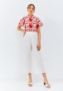 FOLIAGE Red Sleeve Crop Top