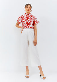 FOLIAGE Red Sleeve Crop Top