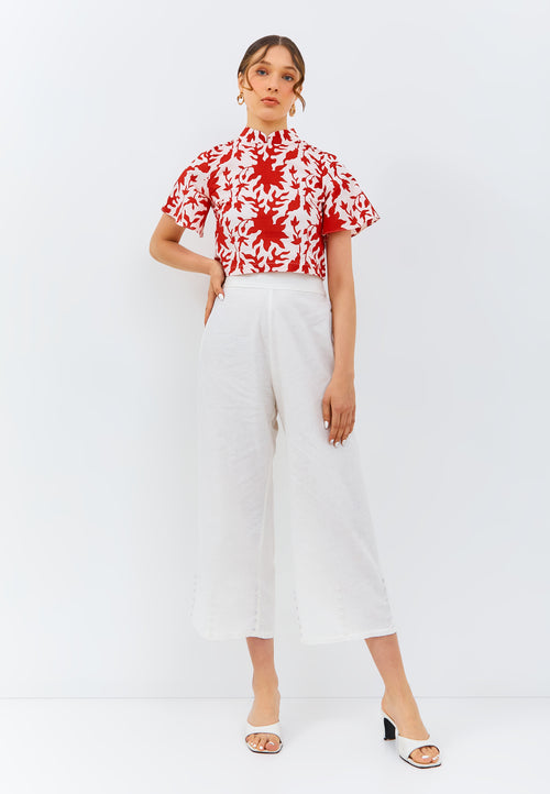 FOLIAGE Red Sleeve Crop Top