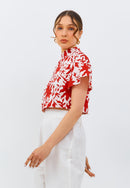 FOLIAGE Red Sleeve Crop Top