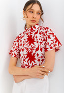 FOLIAGE Red Sleeve Crop Top
