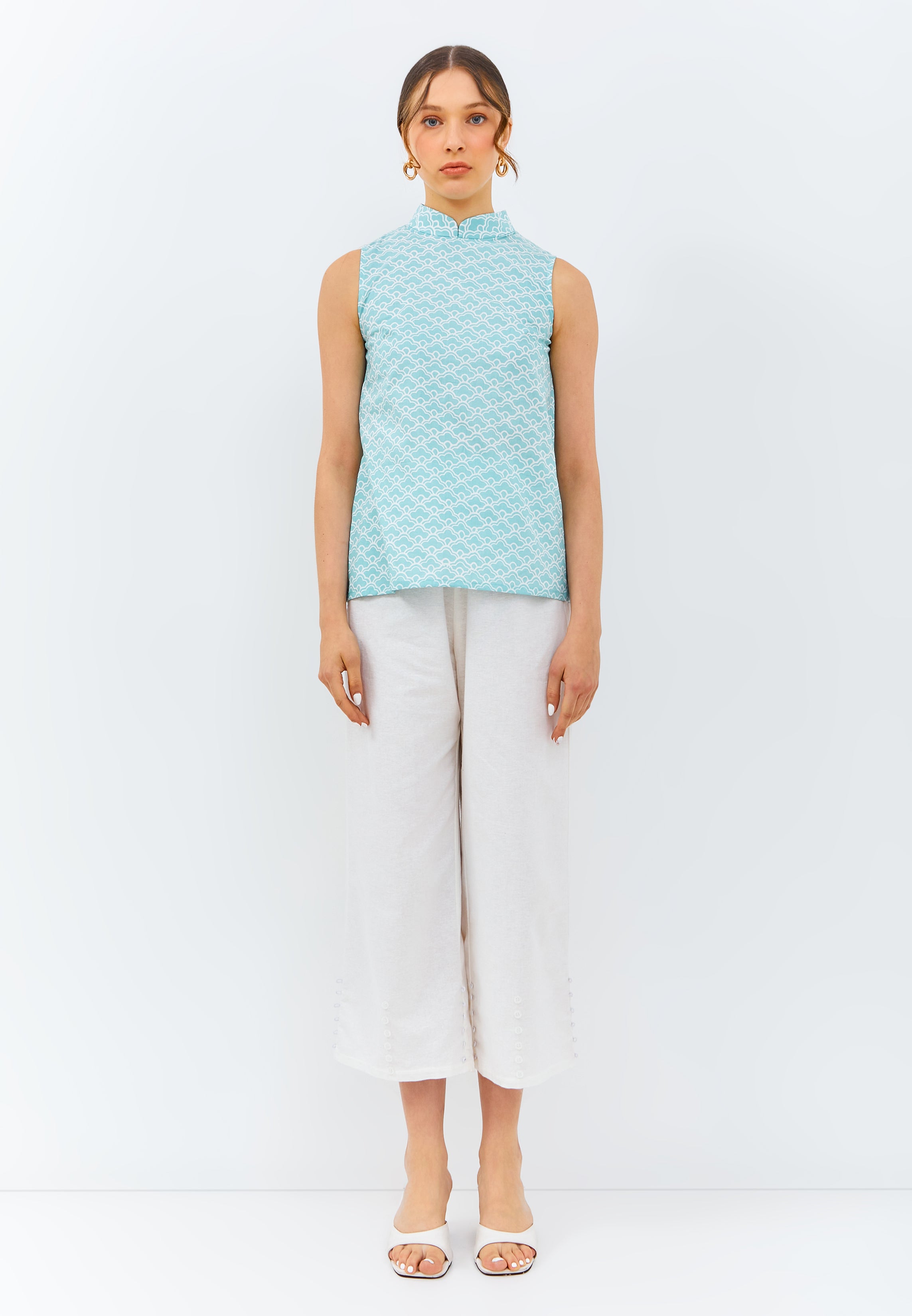 CLOUD Mint Batik Cheongsam Top