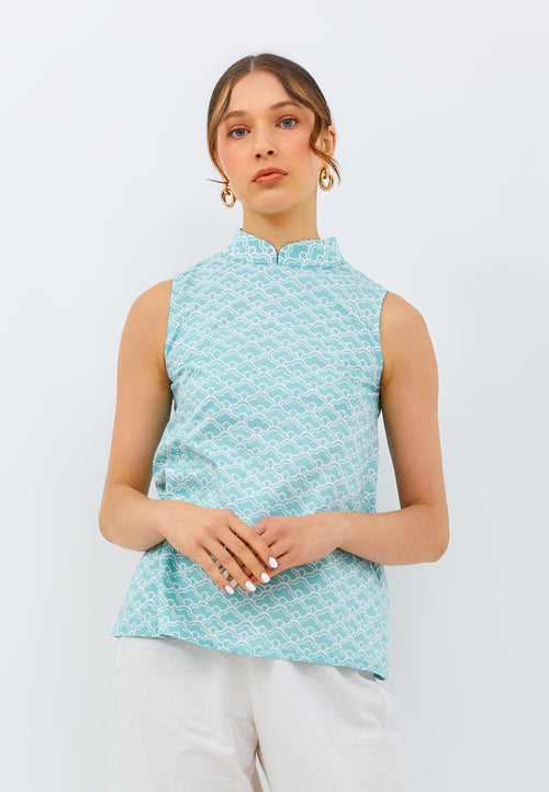 CLOUD Mint Batik Cheongsam Top