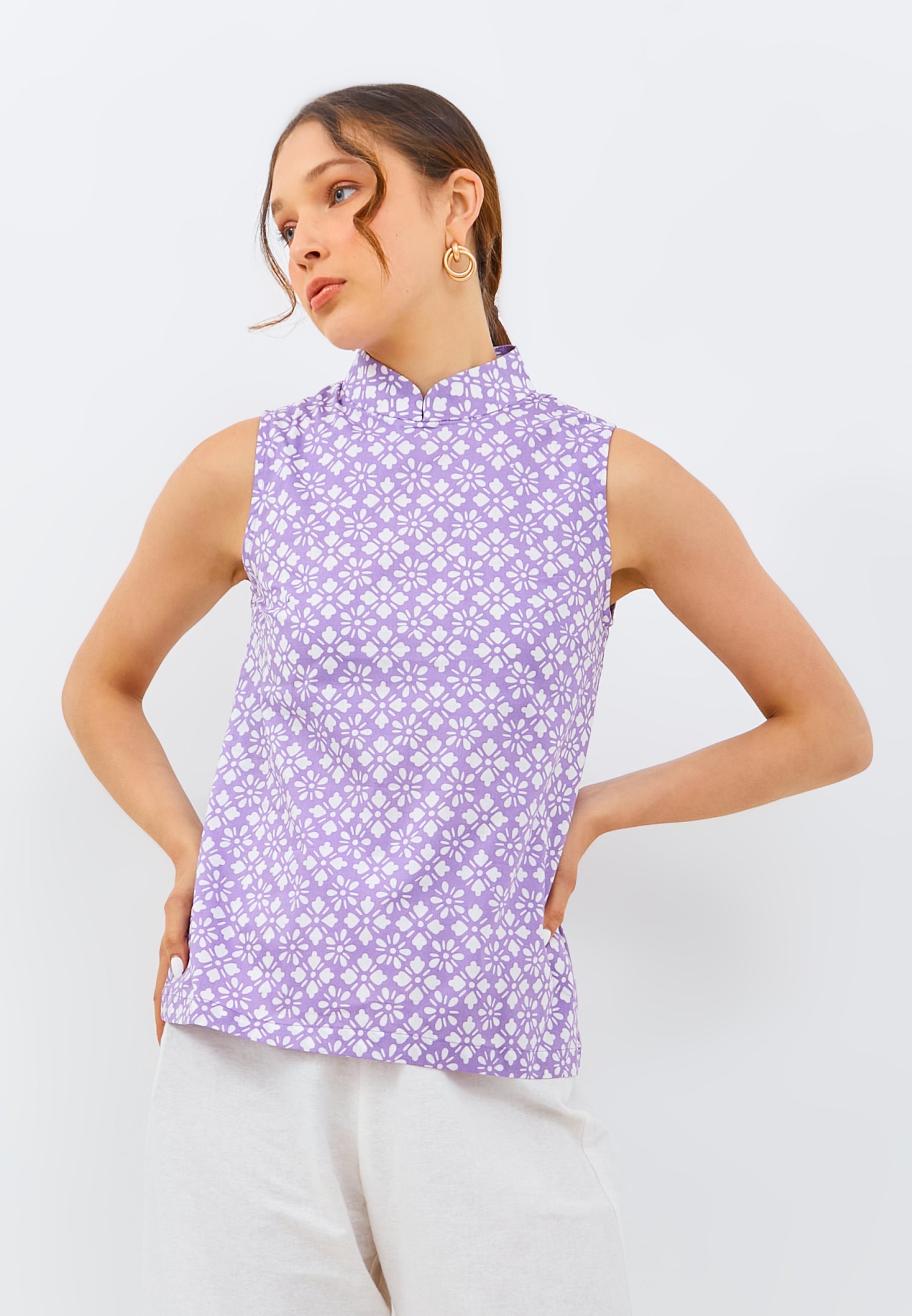 STARS Lilac Batik Cheongsam Top