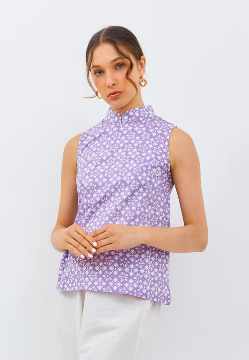 STARS Lilac Batik Cheongsam Top