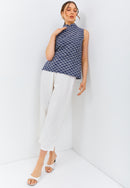 CLOUD Navy Batik Cheongsam Top