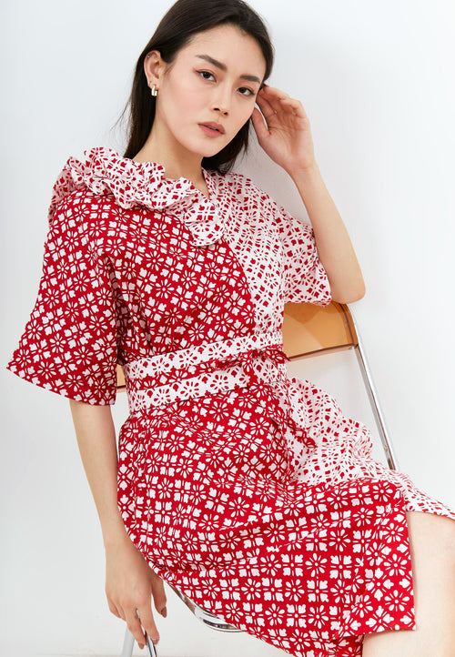 TWINKLING STARS Ruffles Kimono Button Dress