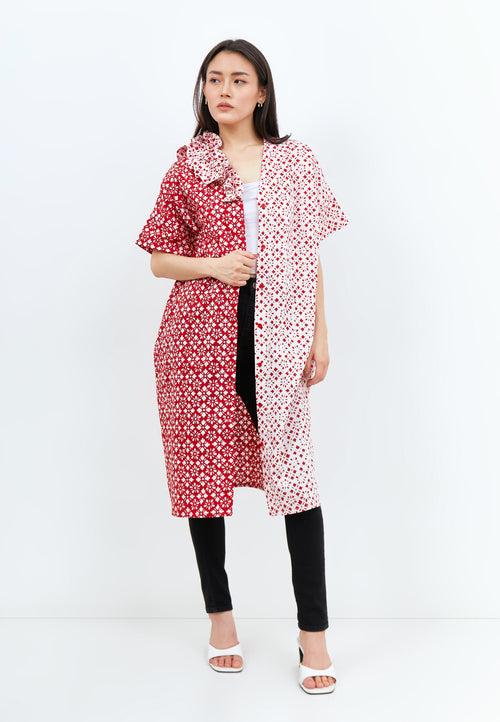 TWINKLING STARS Ruffles Kimono Button Dress