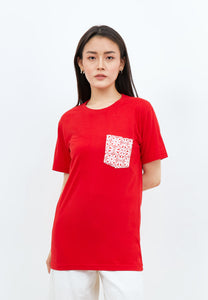TWINKLING STARS Unisex Adult Red Bamboo T-shirt