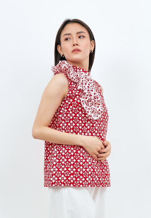 TWINKLING STARS Ruffles Batik Cheongsam Top