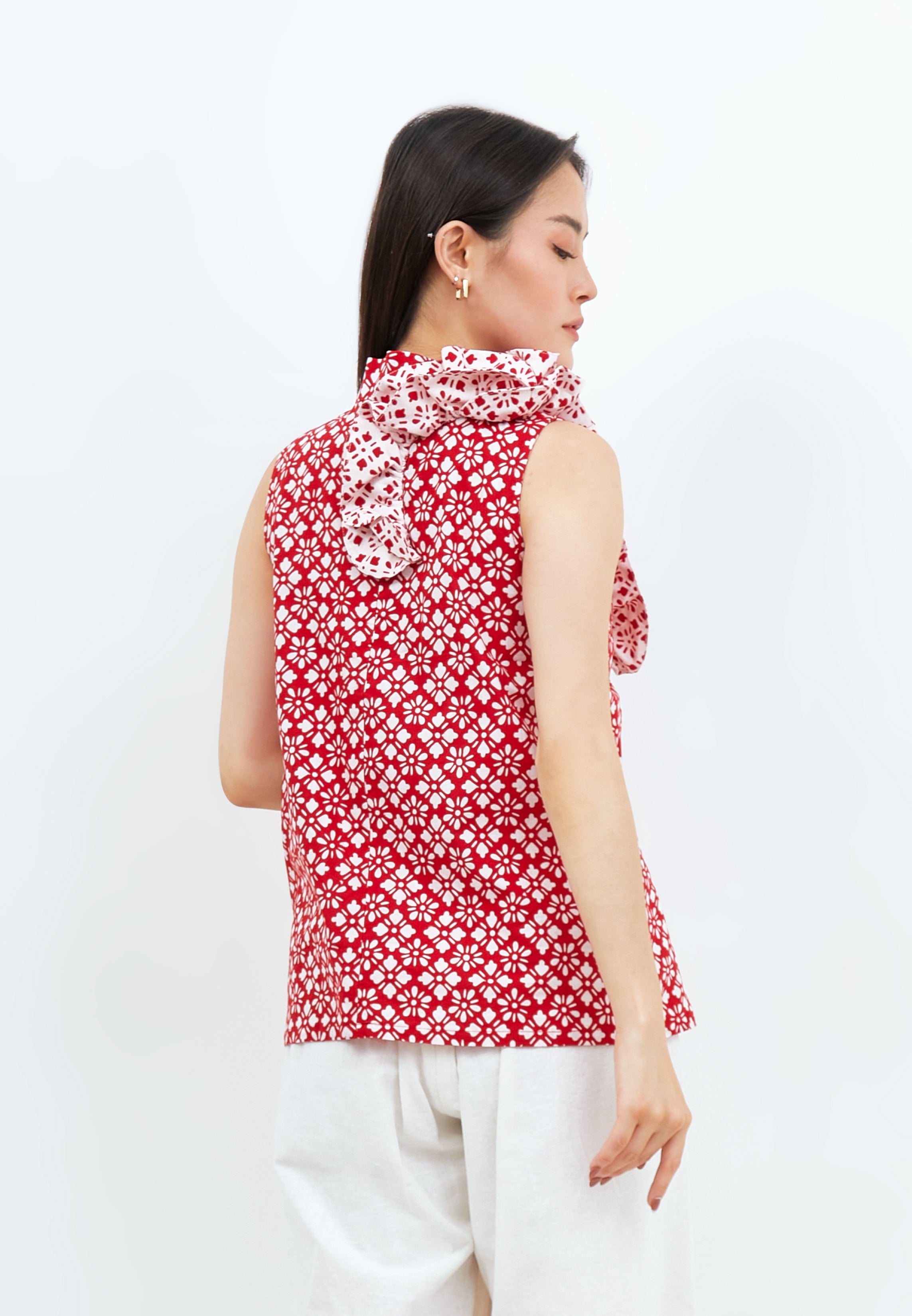 TWINKLING STARS Ruffles Batik Cheongsam Top