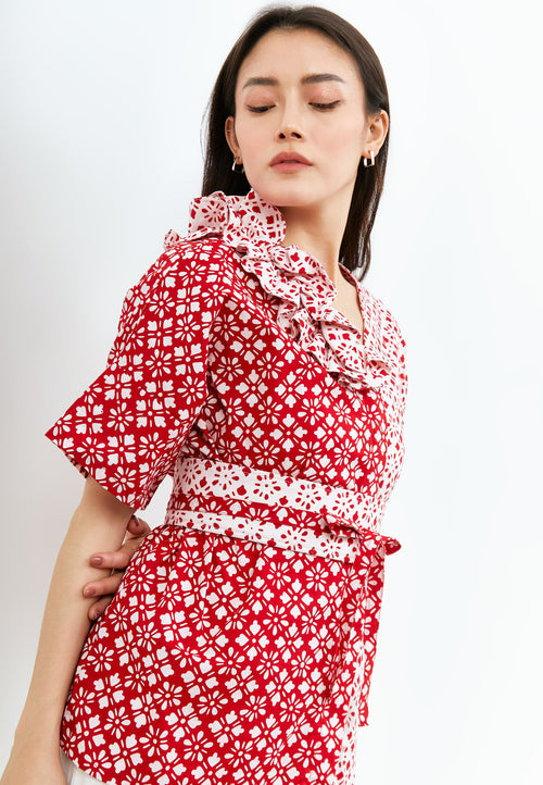TWINKLING STARS Ruffles Kimono Button Top