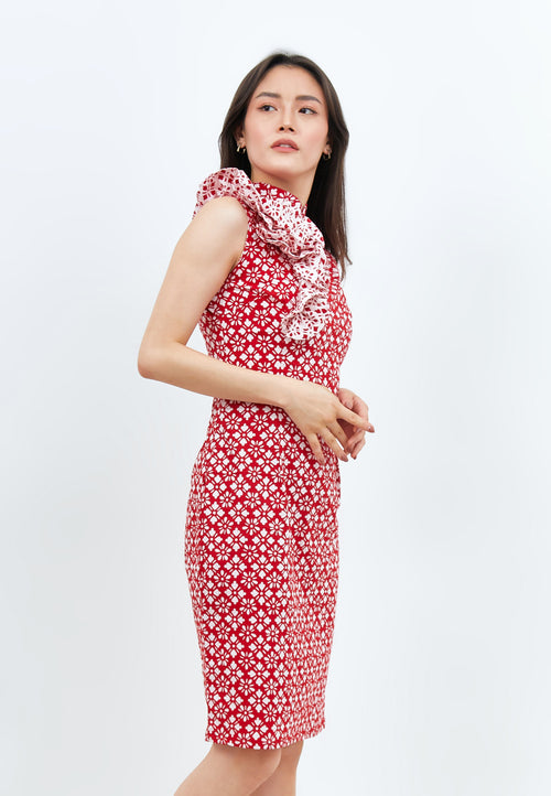 TWINKLING STARS Ruffles Batik Cheongsam Dress