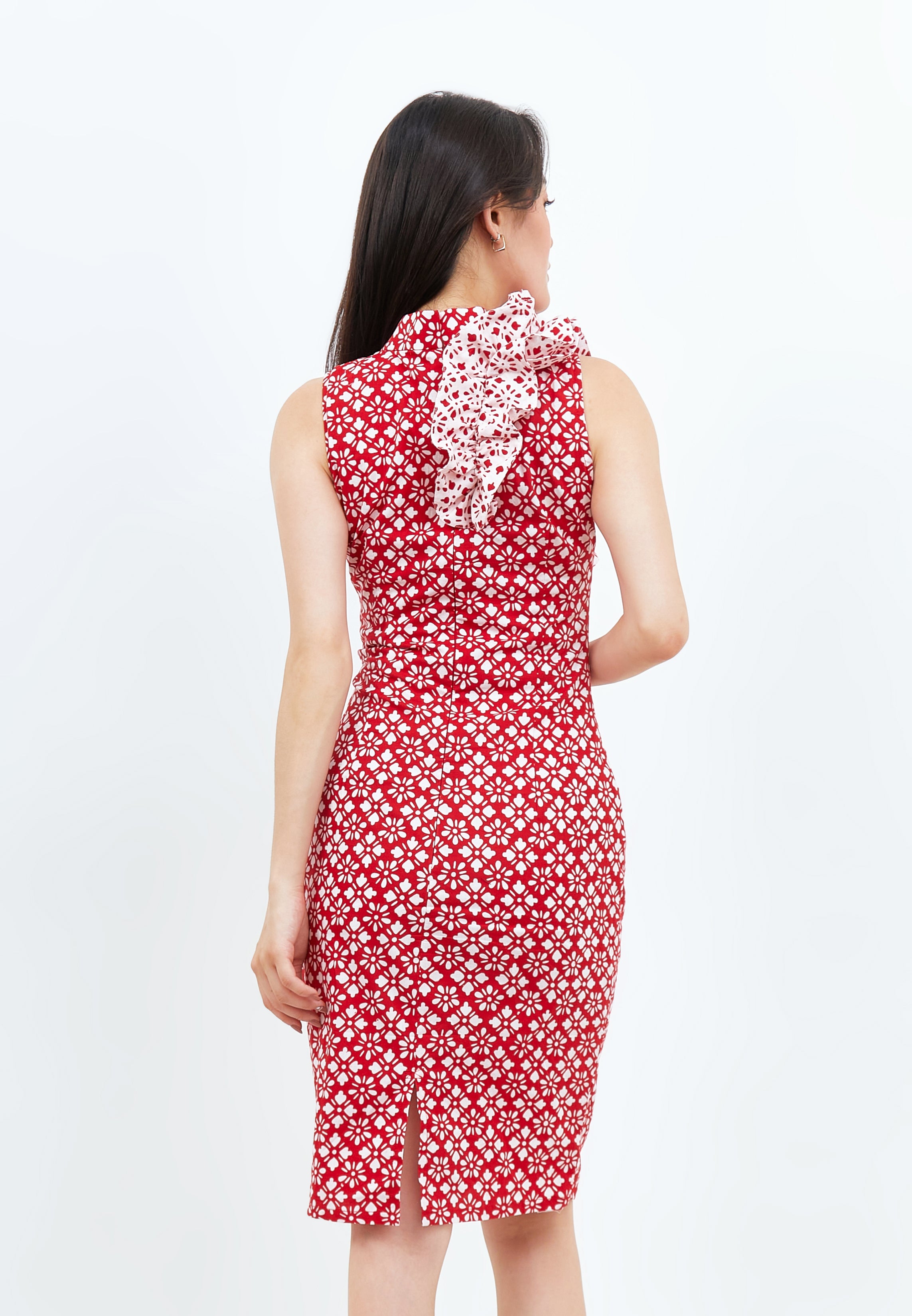 TWINKLING STARS Ruffles Batik Cheongsam Dress