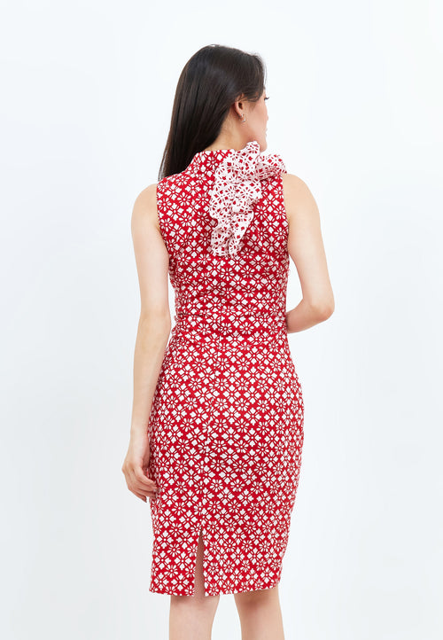 TWINKLING STARS Ruffles Batik Cheongsam Dress