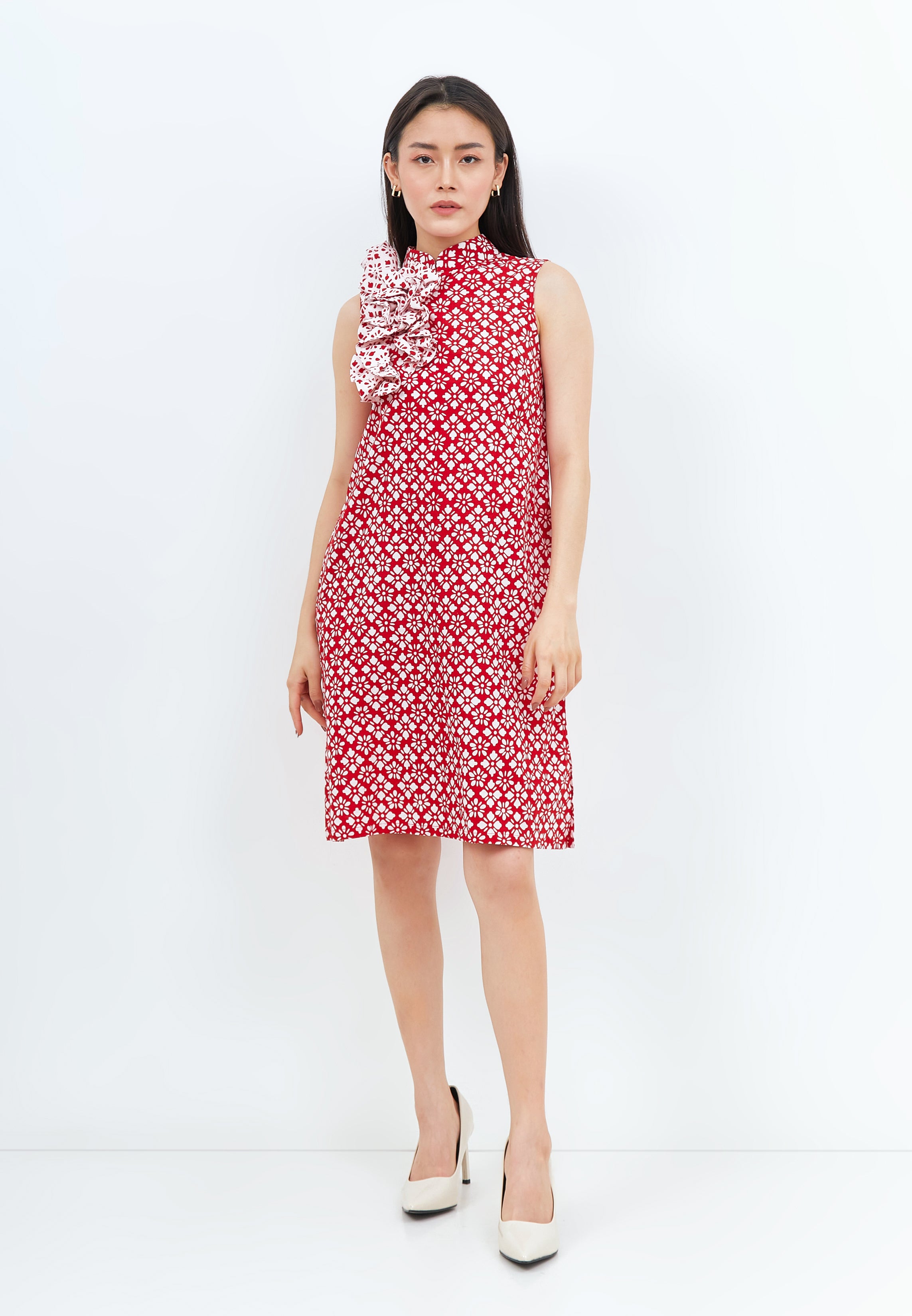 TWINKLING STARS Ruffles Batik A-Line Cheongsam Dress
