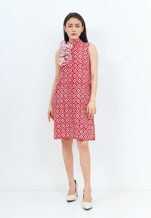 TWINKLING STARS Ruffles Batik A-Line Cheongsam Dress