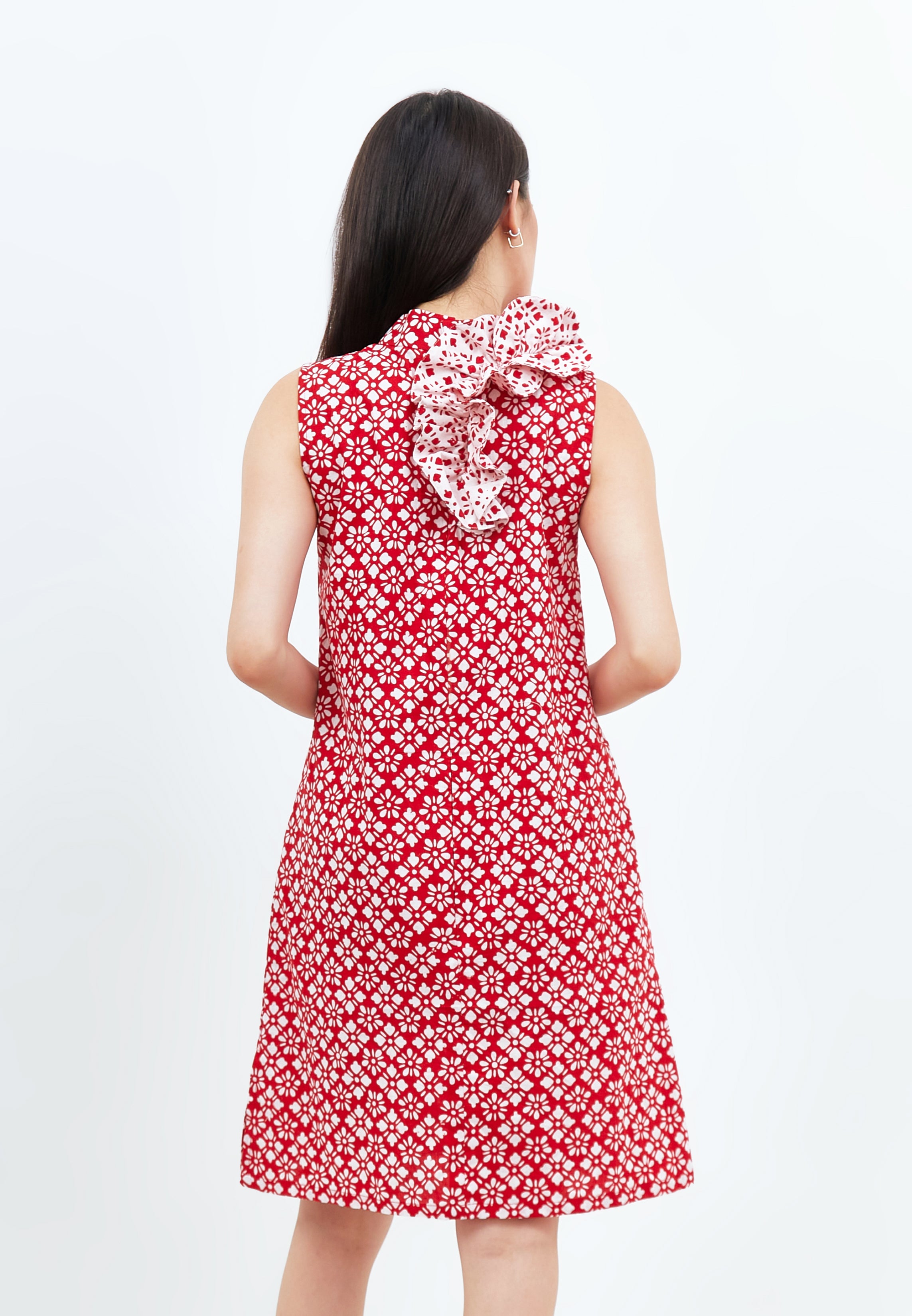 TWINKLING STARS Ruffles Batik A-Line Cheongsam Dress