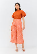 3D Tenun Orange High Waist Pants