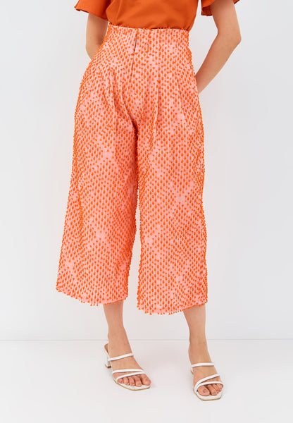 3D Tenun Orange High Waist Pants